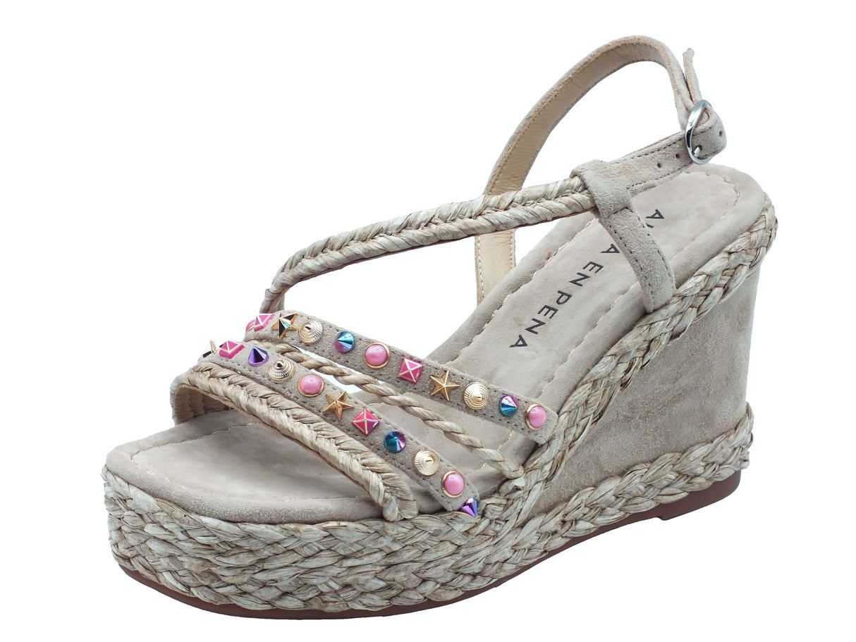 Alma en Pena Alma en Pena Sandali zeppa alta Donna V265900 Suede Vison pelle beige Suede Vison