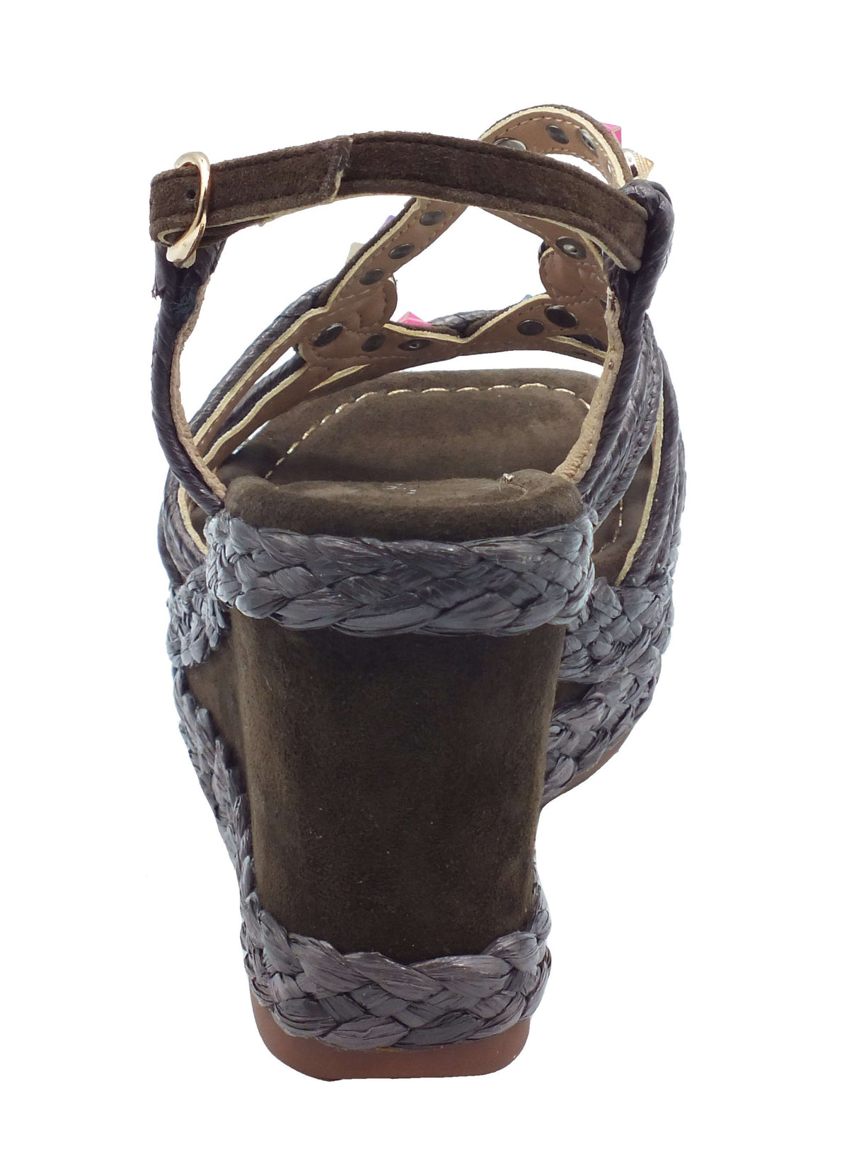 Alma en Pena Alma en Pena Sandali zeppa alta Donna V265901 Suede Coffee pelle marrone Suede Coffee