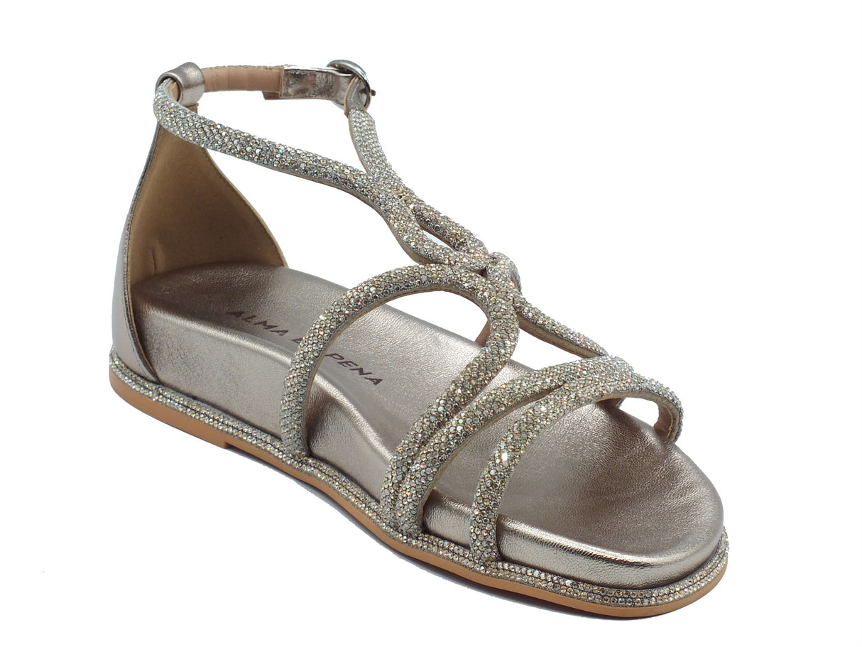Alma en Pena Alma en Pena Sandali zeppa bassa Donna V267108 Diva Bronze sintetico oro Diva Bronze