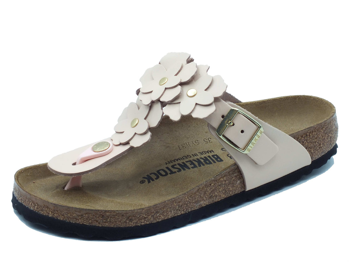 Birkenstock Birkenstock Infradito zeppa bassa Donna 1029287 Gizeh Flower Embellishment Light Rose pelle rosa rosa