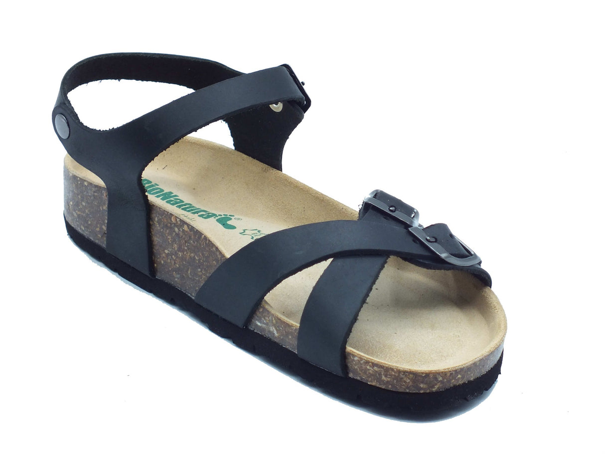 BioNatura BioNatura Sandali zeppa bassa Donna 11A2368 Imb Crazy Nero pelle nero Nero