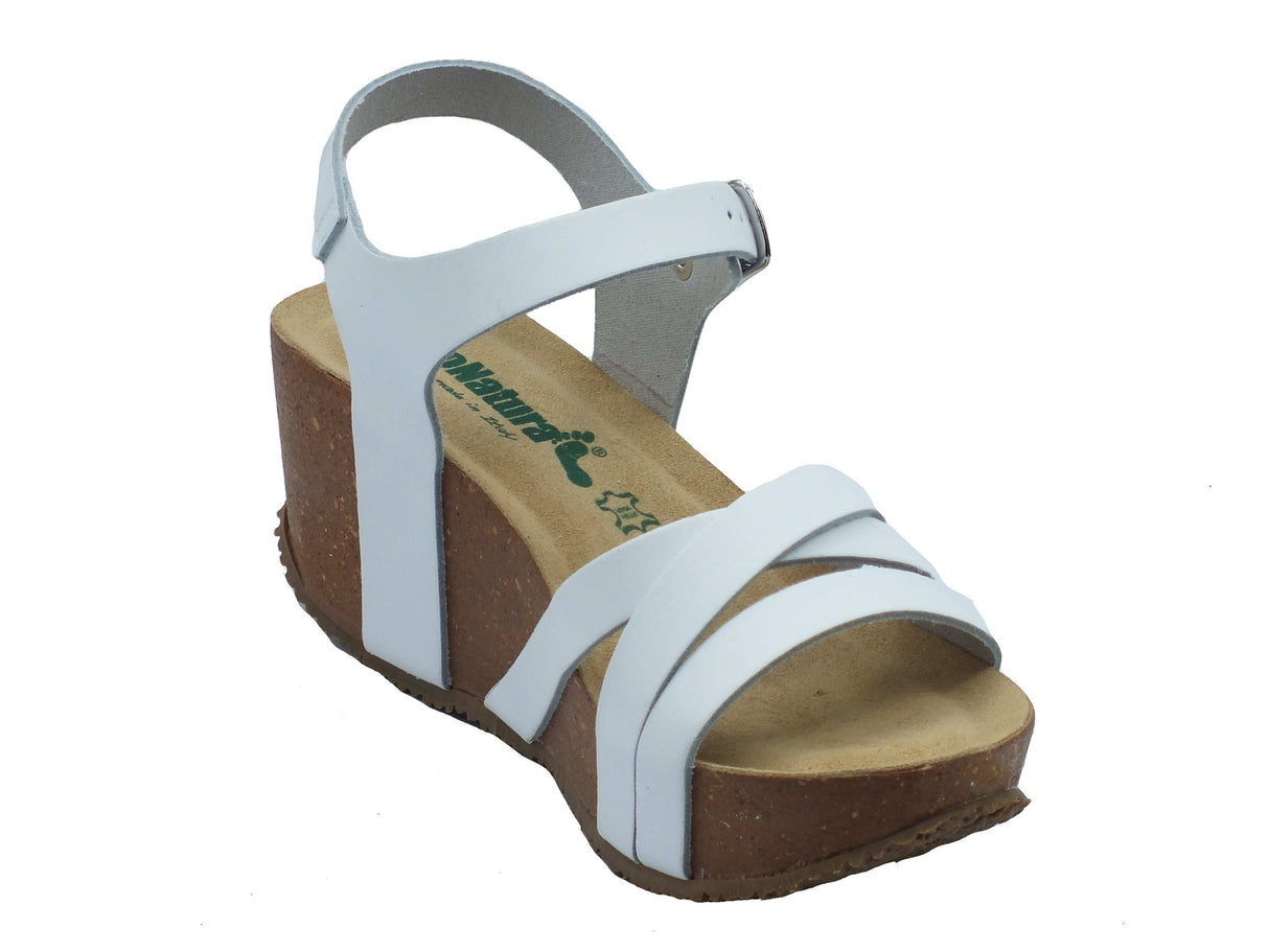 BioNatura BioNatura Sandali zeppa alta Donna 24CAPRI Imb Cast Bianco pelle bianco Bianco