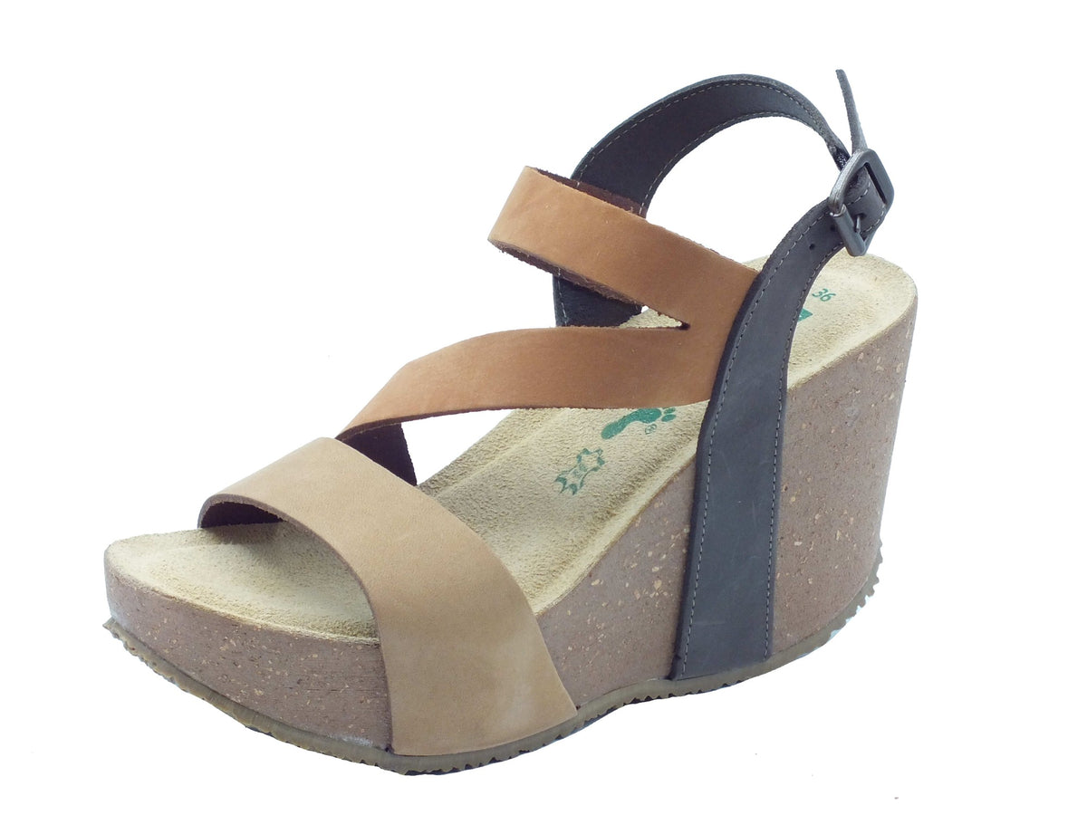 BioNatura BioNatura Sandali zeppa alta Donna 29A2008 Imb Nabuk Multy Brandy pelle marrone Multi Brandy