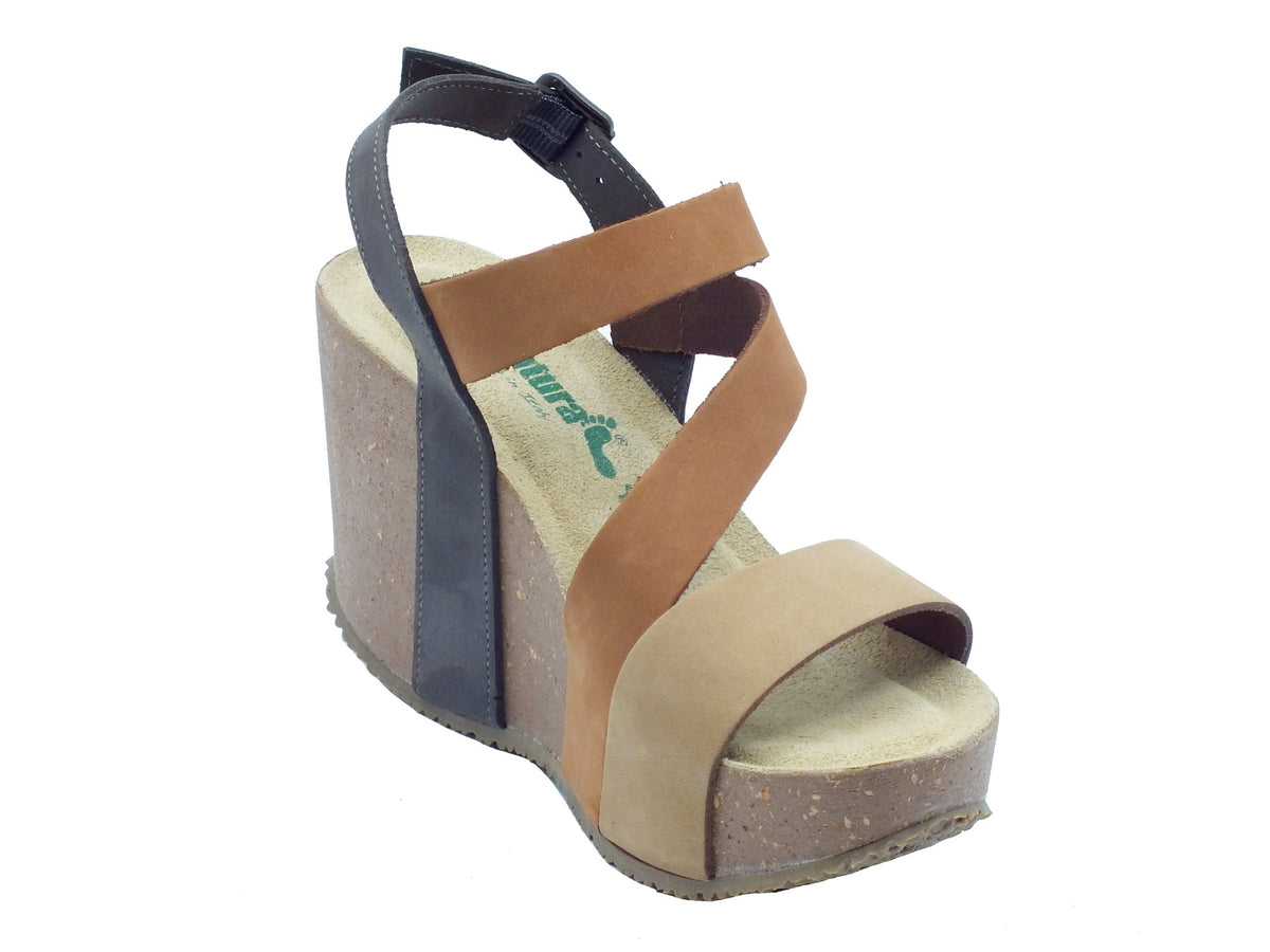 BioNatura BioNatura Sandali zeppa alta Donna 29A2008 Imb Nabuk Multy Brandy pelle marrone Multi Brandy