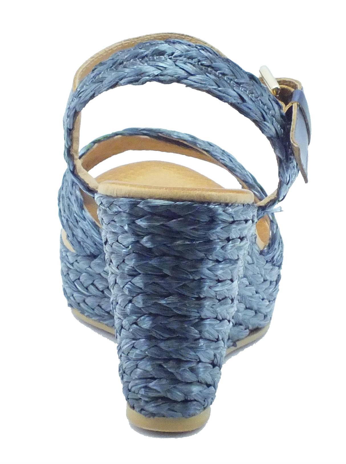 CafèNoir Sandali con zeppa alta CafèNoir in raffia intrecciata blue carbonio