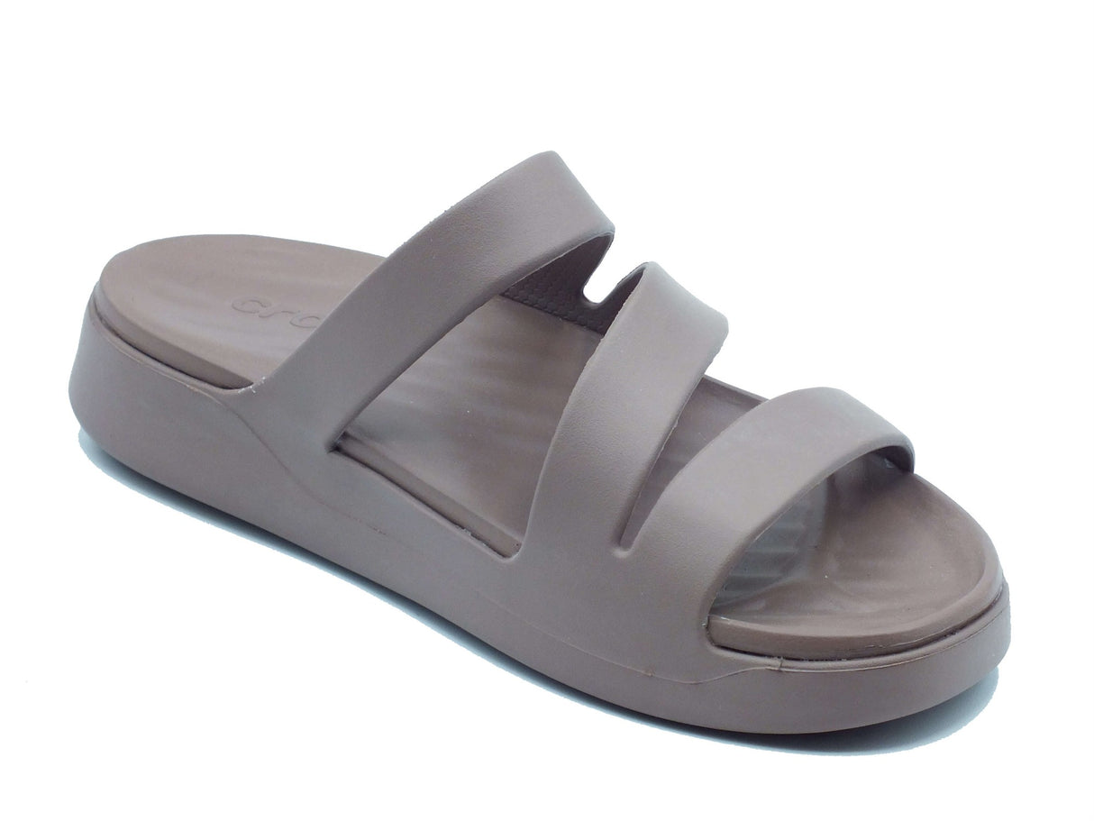 Crocs Crocs Sandali zeppa bassa Donna 209587 Getaway Strappy Marrone gomma marrone Marrone