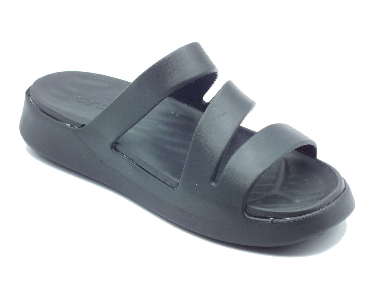 Crocs Crocs Sandali zeppa bassa Donna 209587 Getaway Strappy Black gomma nero Black