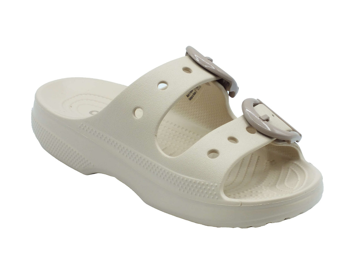 Crocs Crocs Sandali zeppa bassa Donna 212867 Saturdayenamel Buckle Beige gomma beige Beige