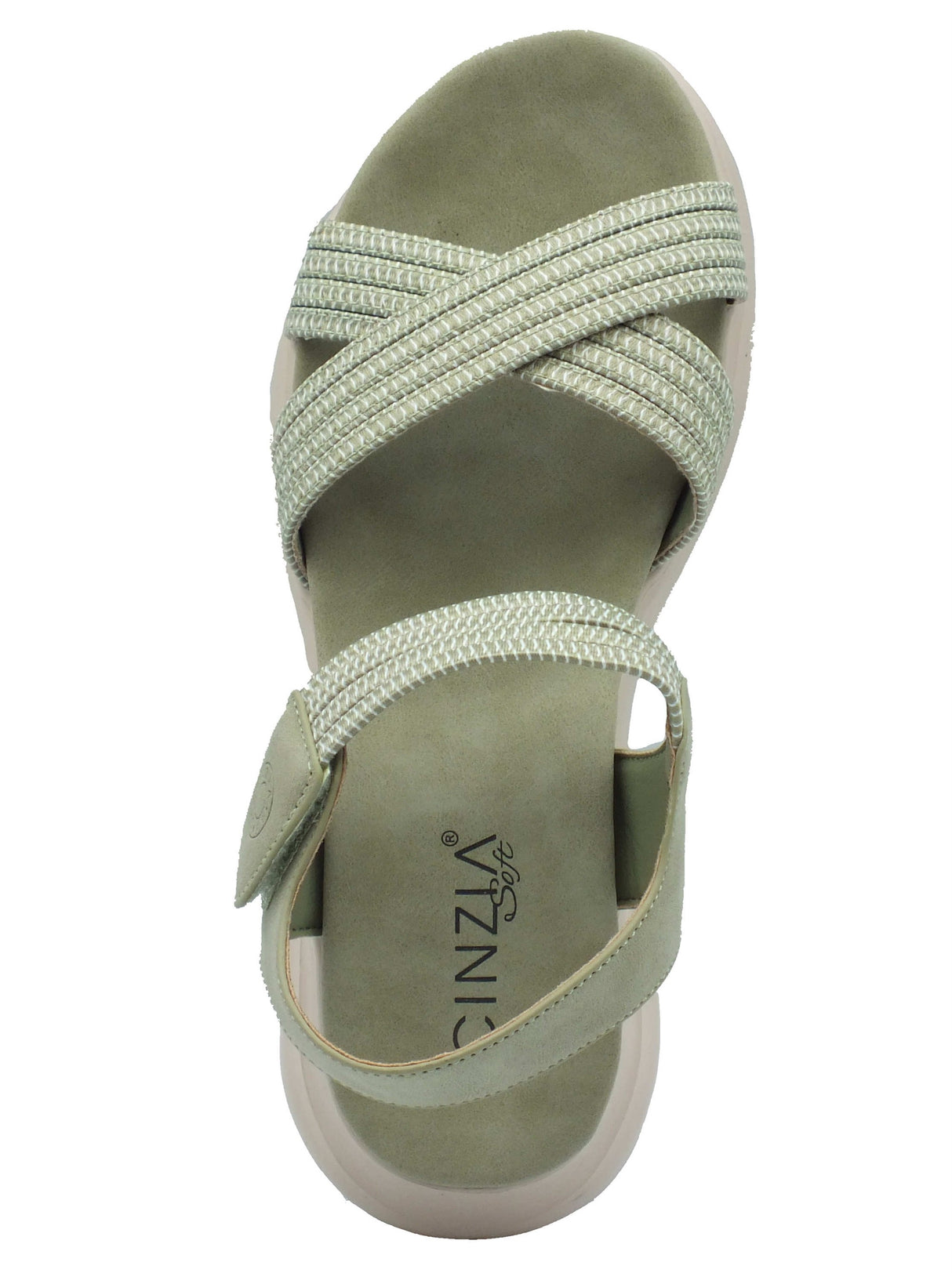 Cinzia Soft Cinzia Soft Sandali zeppa bassa Donna MCS114 Lt Khaki pelle verde Lt Khaki