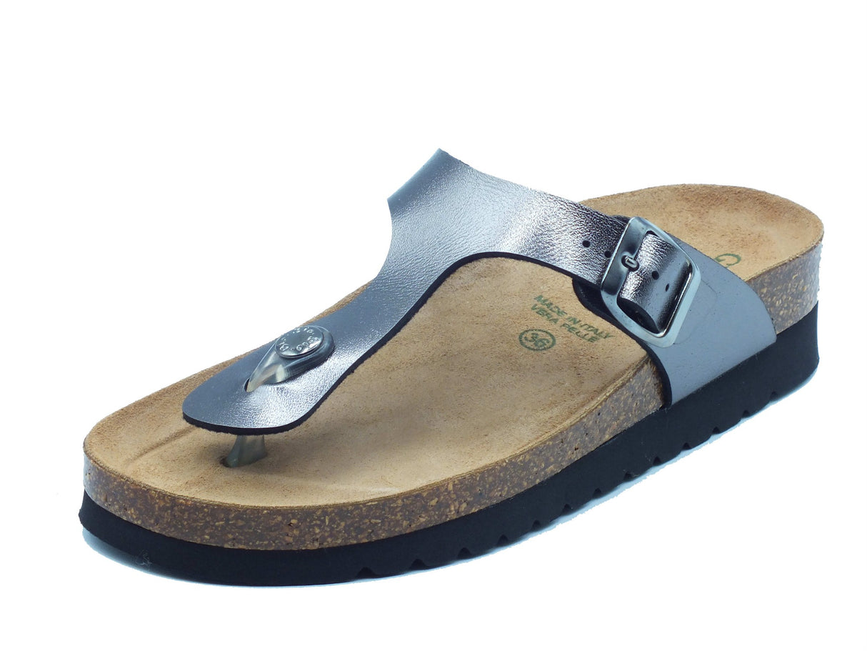 Grunland Grunland Infradito zeppa bassa Donna Hola CB2430 Antracite pelle grigio Antracite