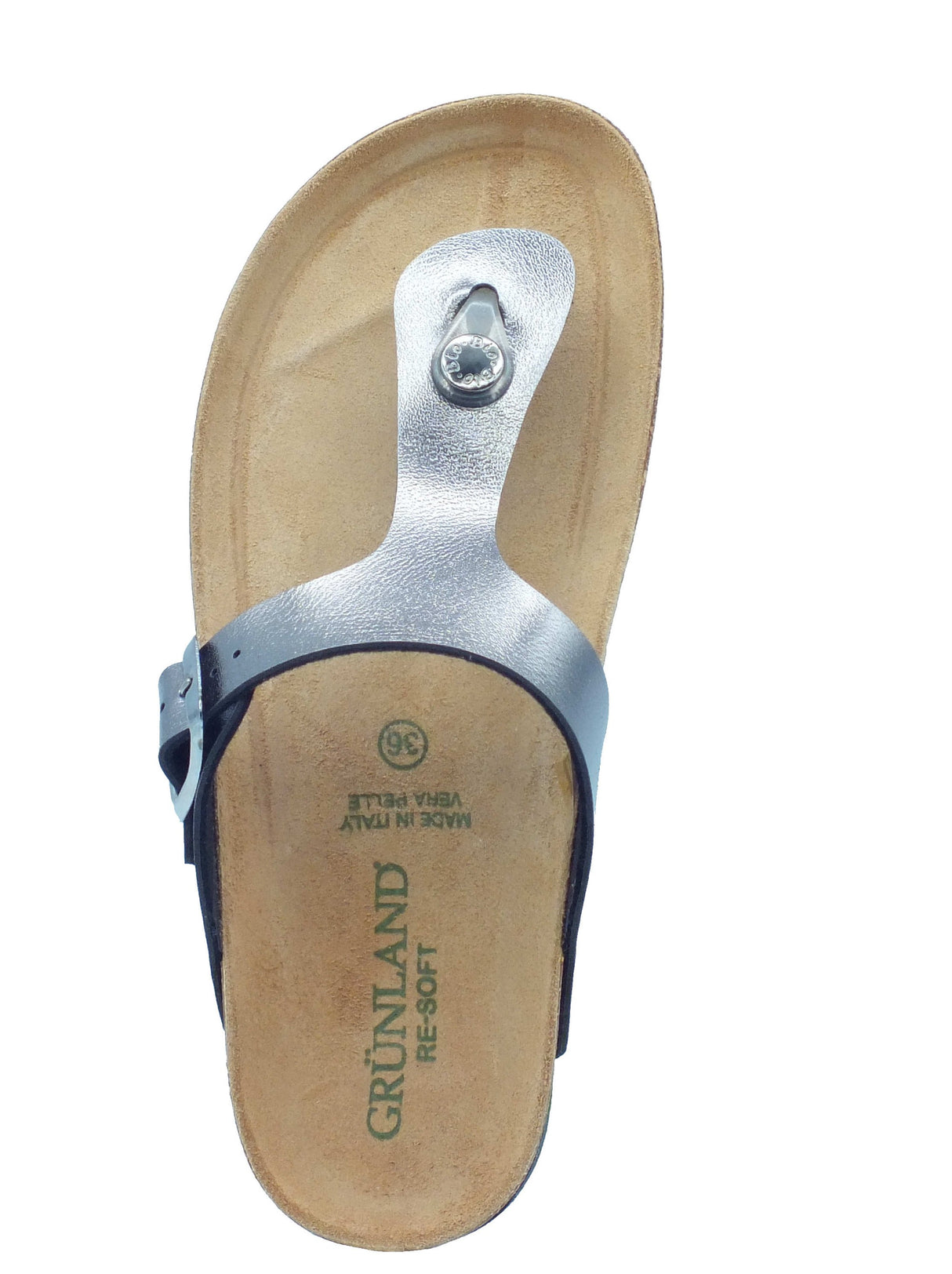 Grunland Grunland Infradito zeppa bassa Donna Hola CB2430 Antracite pelle grigio Antracite