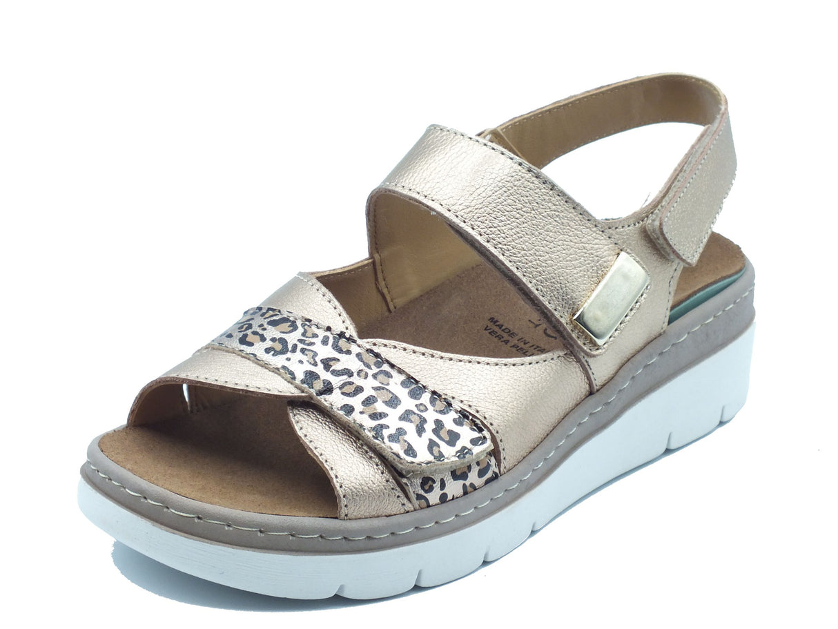 Grunland Grunland Sandali zeppa alta Donna Moll SE0185 Platino pelle argento Platino
