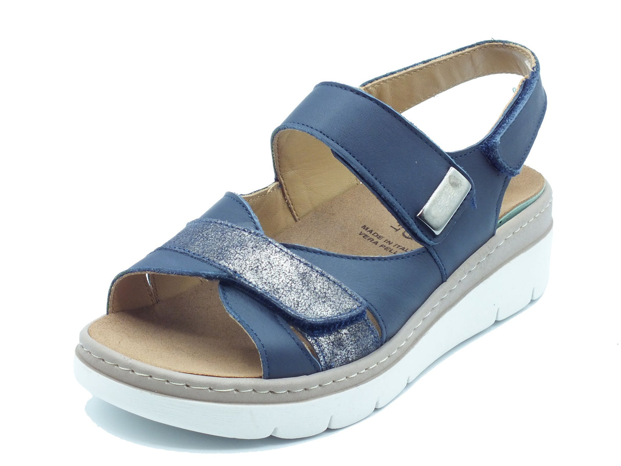 Grunland Grunland Sandali zeppa alta Donna Moll SE0186 Blu pelle blu Blu