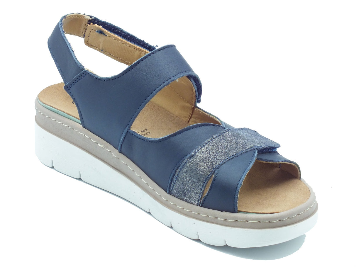 Grunland Grunland Sandali zeppa alta Donna Moll SE0186 Blu pelle blu Blu