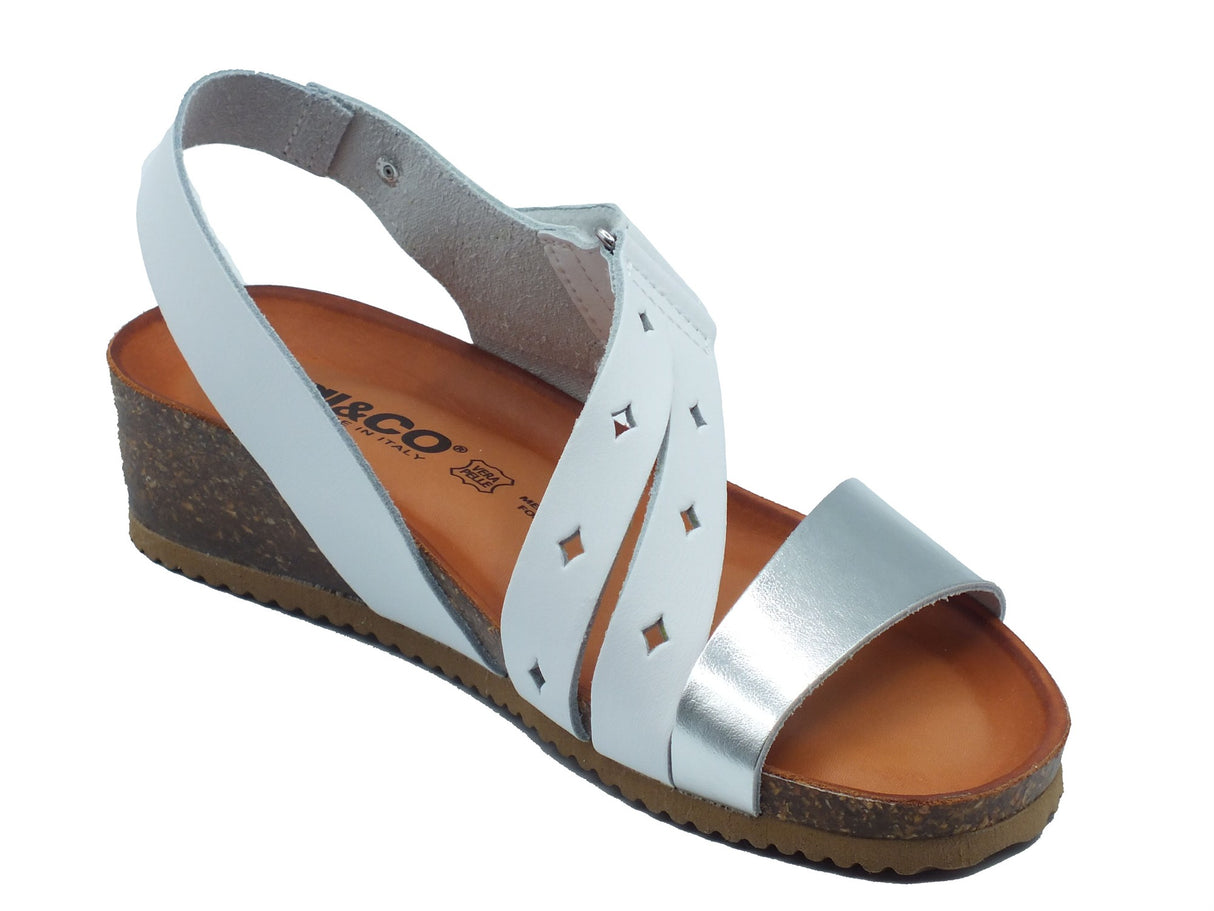 Igi&Co Igi&Co Sandali zeppa bassa Donna 1197111 Vit. Lami Bianco Argento pelle bianco Lami Bianco Argento