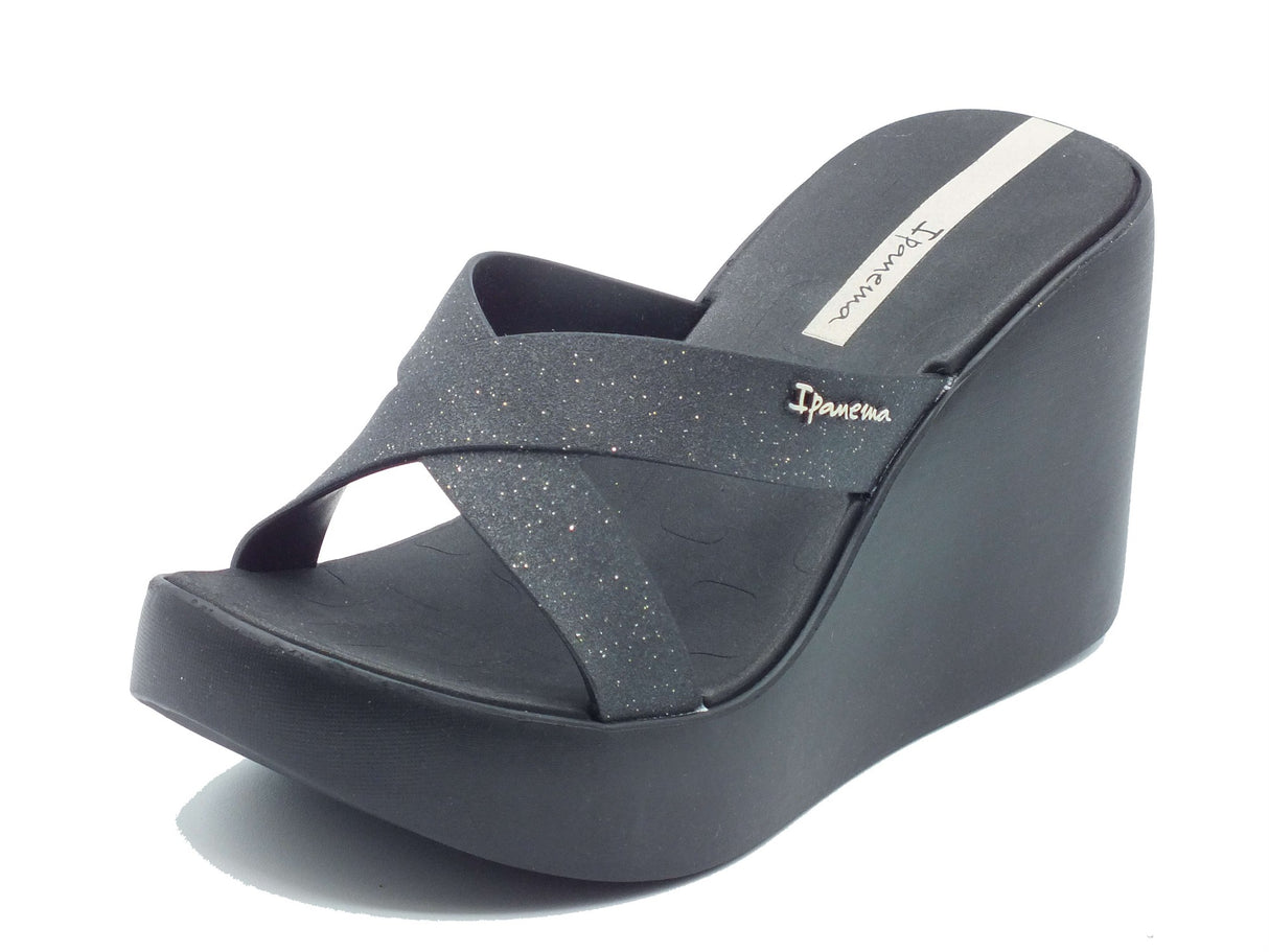 Ipanema Ipanema Sandali zeppa alta Donna 83646 High Fashion Slide Black Glitter gomma nero Black Glitter