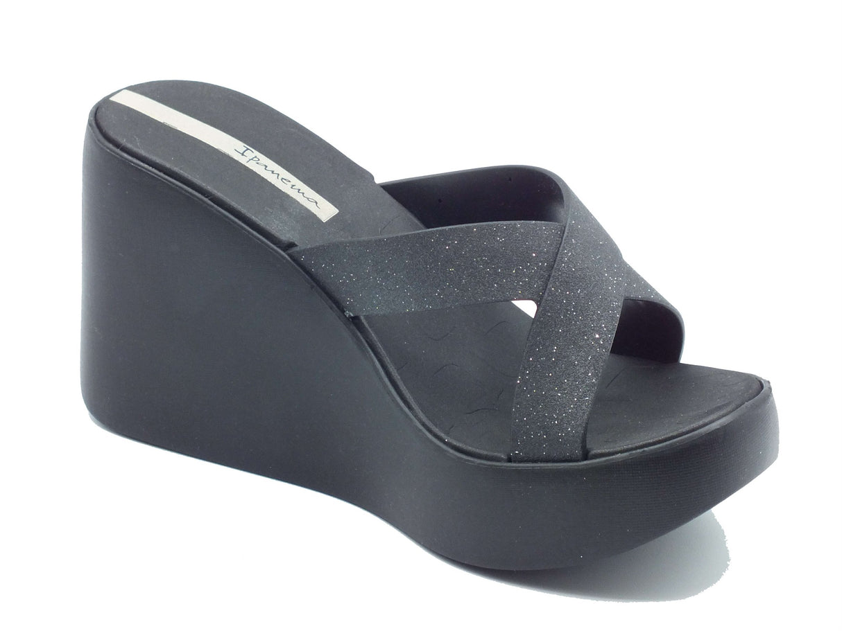 Ipanema Ipanema Sandali zeppa alta Donna 83646 High Fashion Slide Black Glitter gomma nero Black Glitter