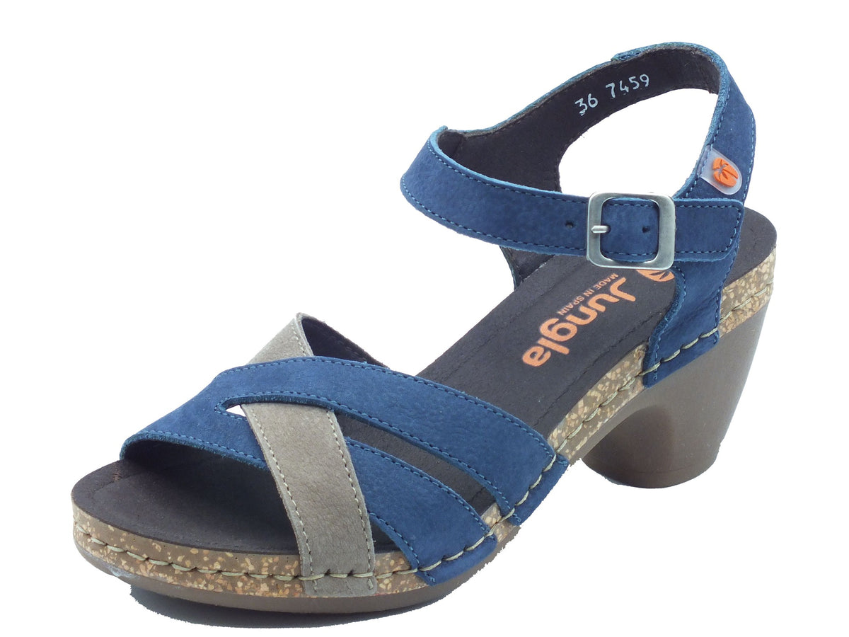 Jungla Jungla Sandali tacco alto Donna 7459 Batan Jeans Pop Camila pelle blu Batan Jeans