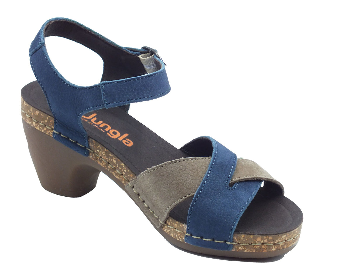 Jungla Jungla Sandali tacco alto Donna 7459 Batan Jeans Pop Camila pelle blu Batan Jeans