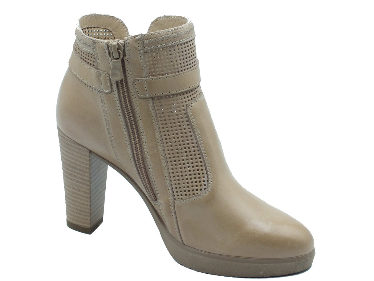 Nero Giardini Nero Giardini Tronchetti con tacco Donna E615090D Elba Col. Champagne pelle beige Champagne