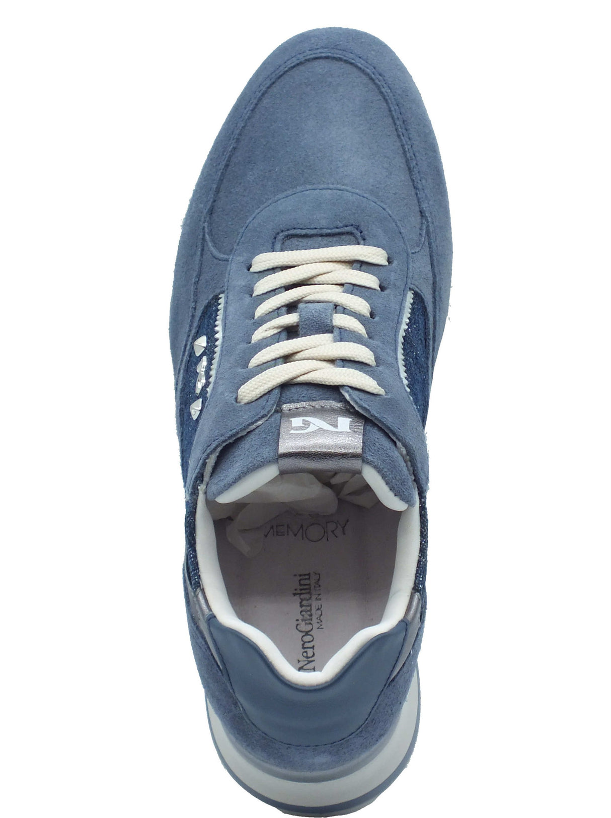 Nero Giardini Nero Giardini Sneakers Donna E615230D Velour Lurex Avio pelle blu Avio
