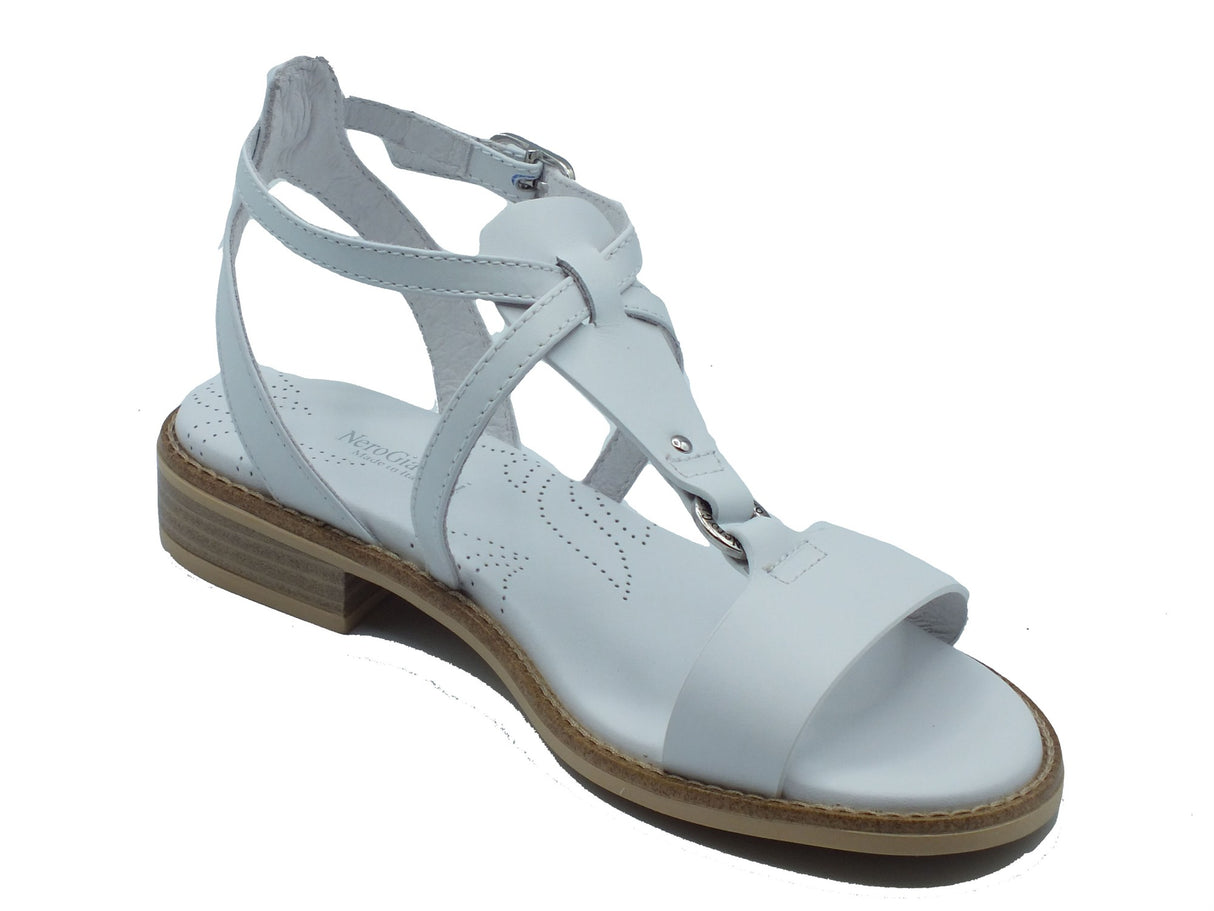 Nero Giardini Nero Giardini Sandali tacco basso Donna E615895D Loira Bianco pelle bianco Bianco