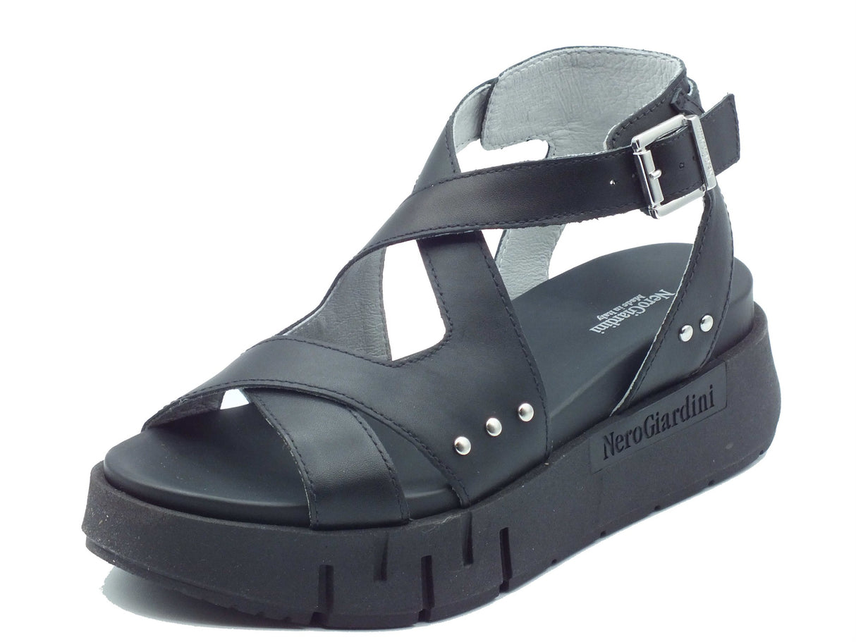 Nero Giardini Nero Giardini Sandali zeppa alta Donna E617067D Tamigi Nero pelle nero Nero