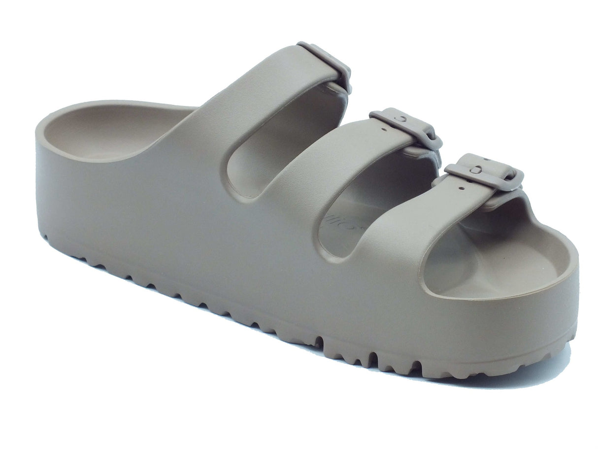 Papillio Papillio Sandali zeppa bassa Donna 1031433 Florida III Eva Pap Flex Gray Taupe gomma grigio Grey Taupe