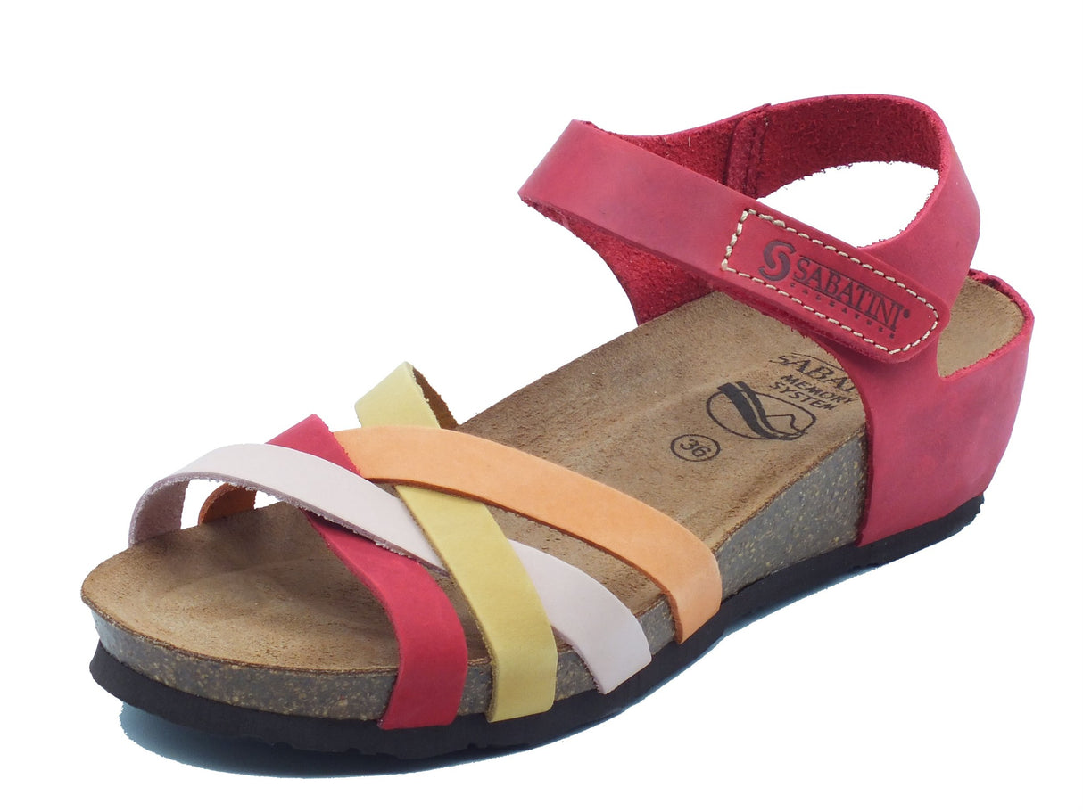 Sabatini Sabatini Sandali zeppa bassa Donna 4034 Crazy Rosso pelle multicolore Rosso