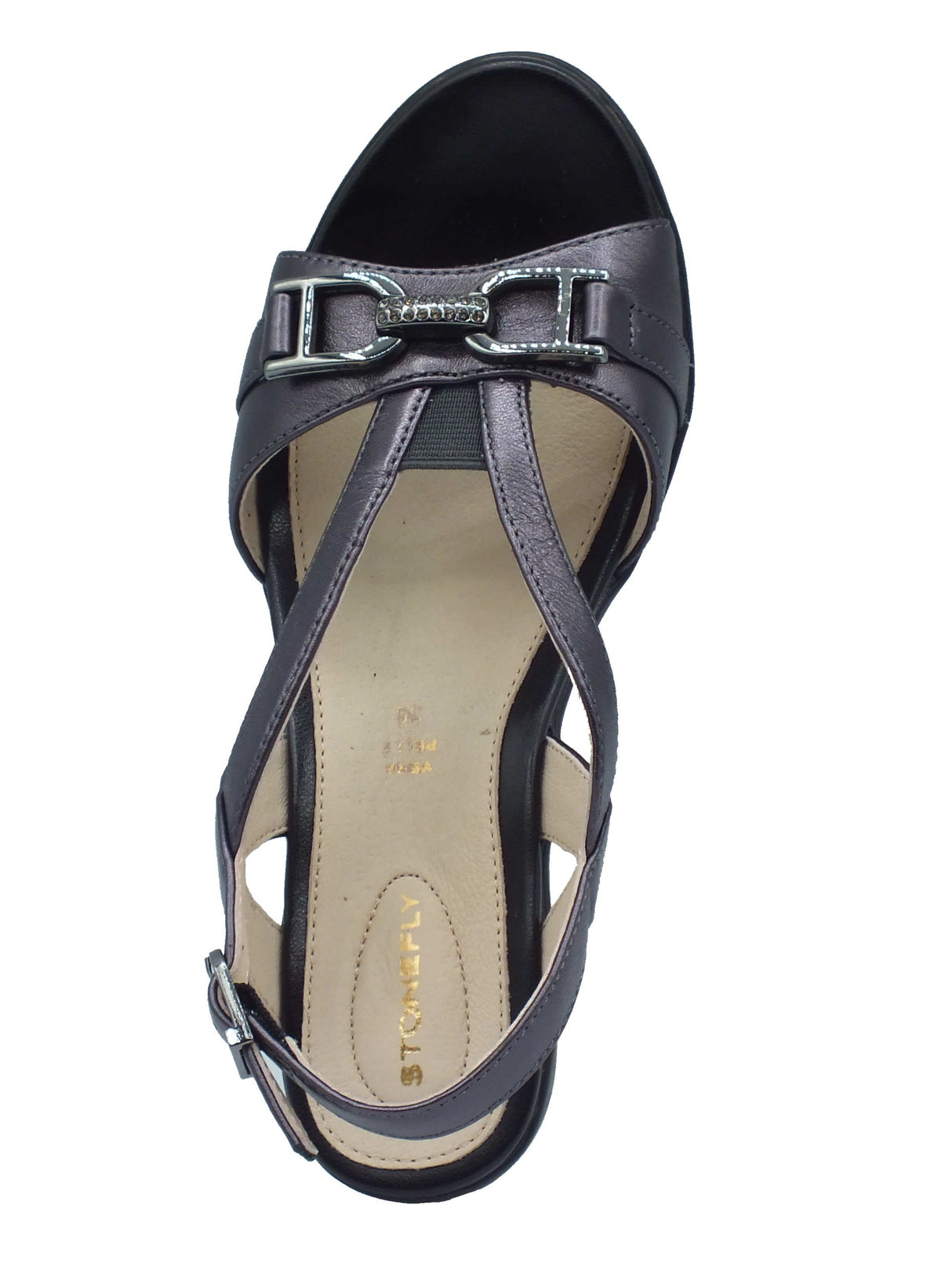 Stonefly Stonefly Sandali zeppa bassa Donna 223648 Vanity III Dk Gray pelle grigio Dk Gray