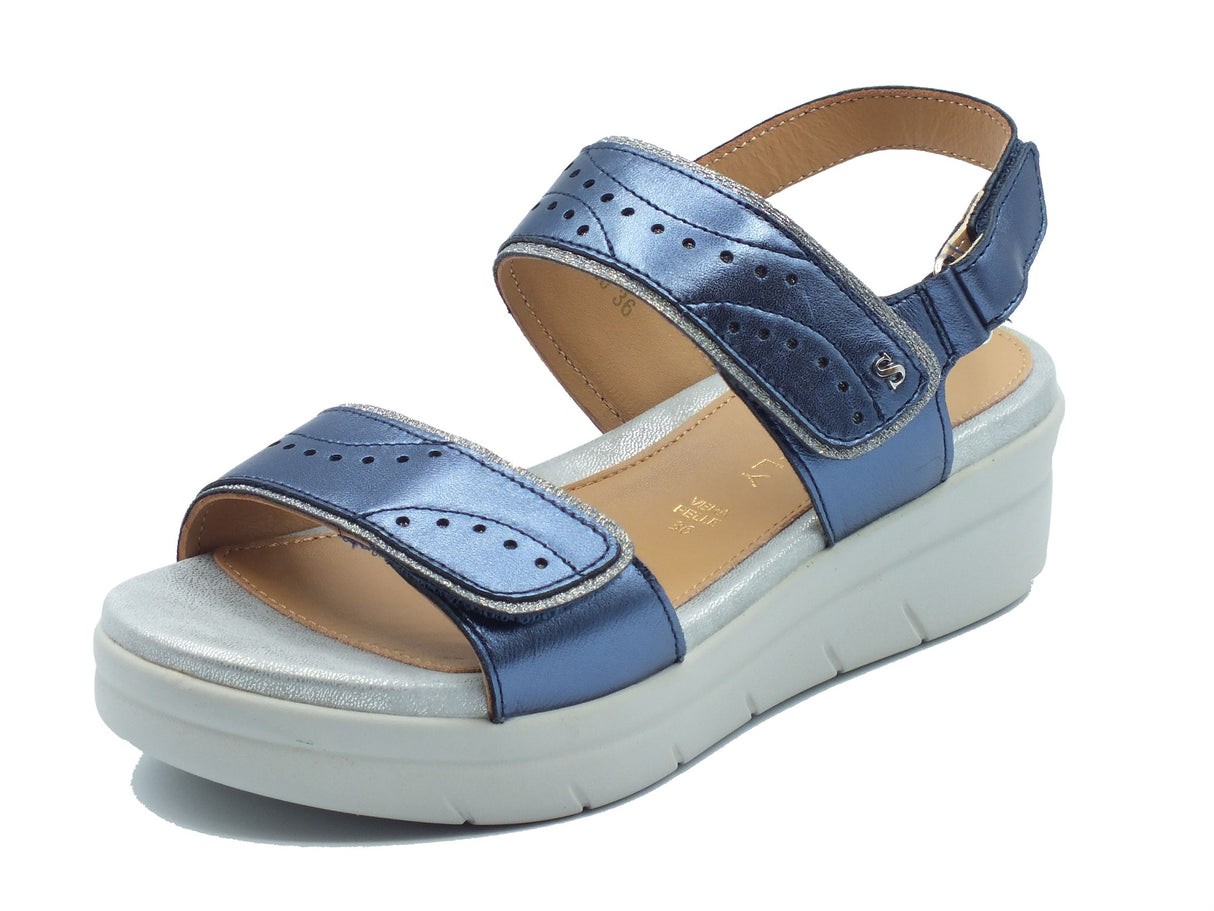 Stonefly Stonefly Sandali zeppa alta Donna 223652 Aqua III Limo Blue pelle blu Blue