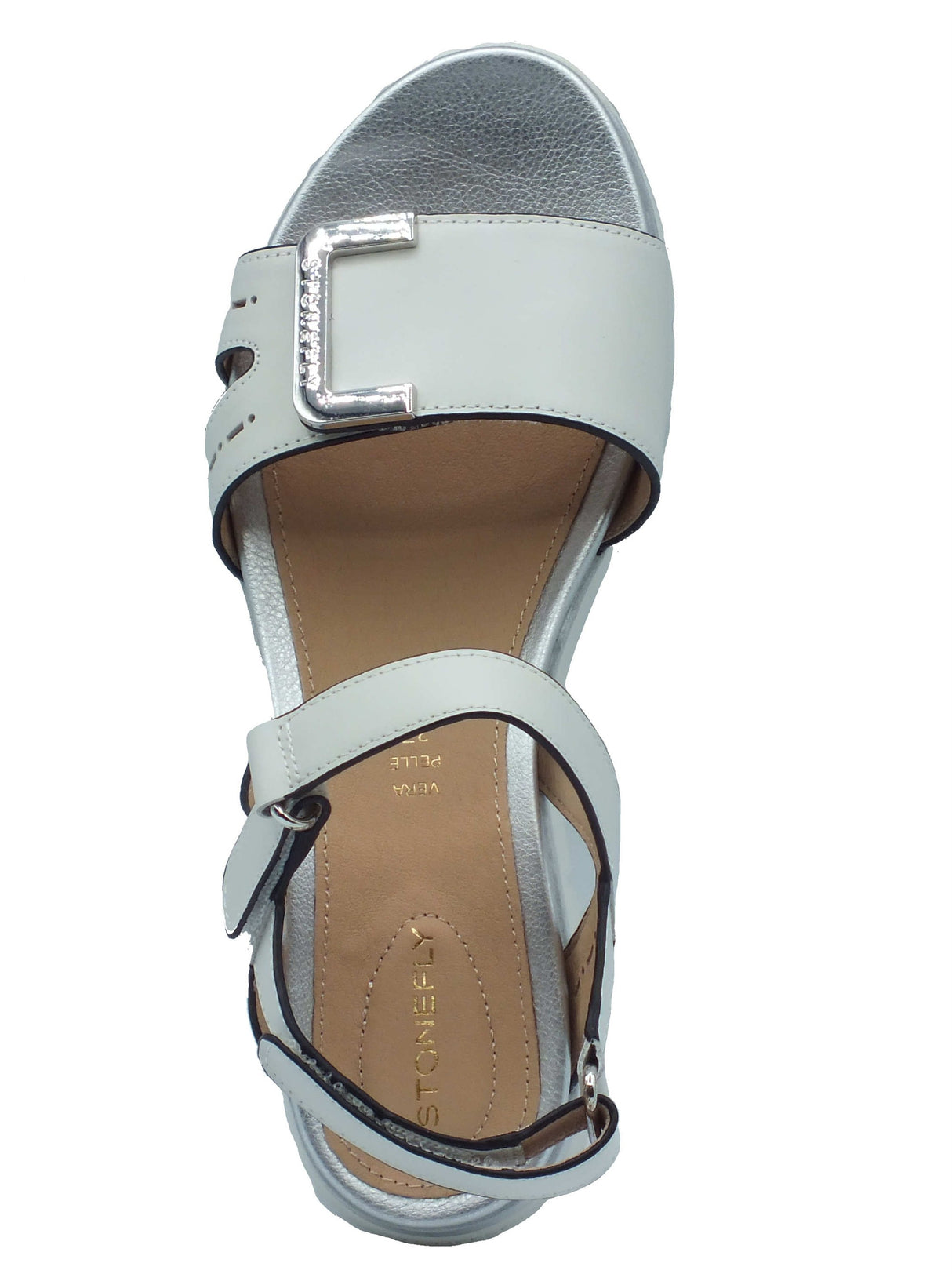 Stonefly Stonefly Sandali zeppa bassa Donna 223657 Elody 24 Birch White pelle bianco Birch White