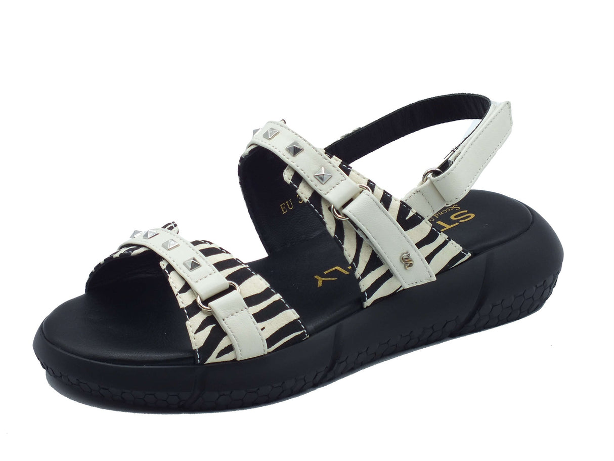 Stonefly Stonefly Sandali zeppa bassa Donna 223706 Zoe Print Nap Black Gray pelle multicolore Black Gray