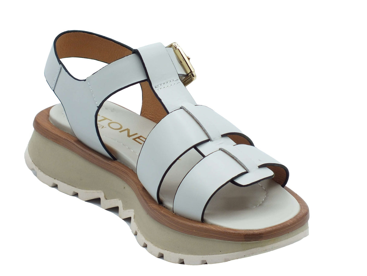 Stonefly Stonefly Sandali zeppa bassa Donna 223847 Star Lth White pelle bianco White