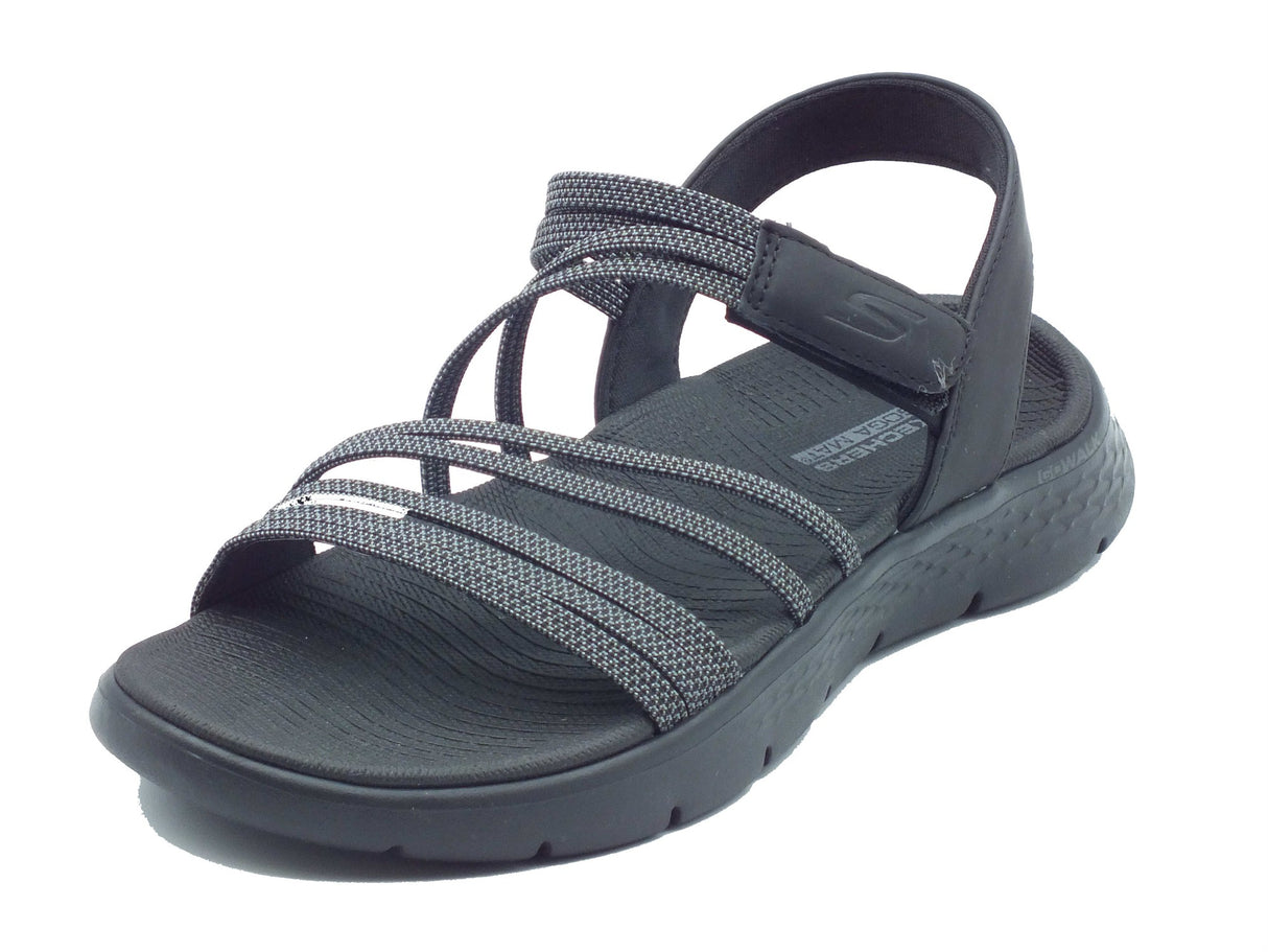Skechers Skechers Sandali zeppa bassa Donna 141473 Black Gray sintetico nero Black Gray