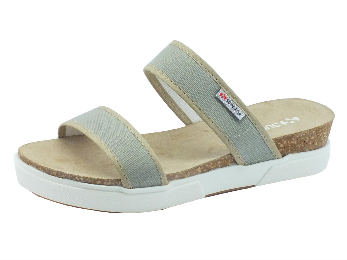 Superga Sandali Superga per donna in tessuto grigio zeppa bassa Grigio