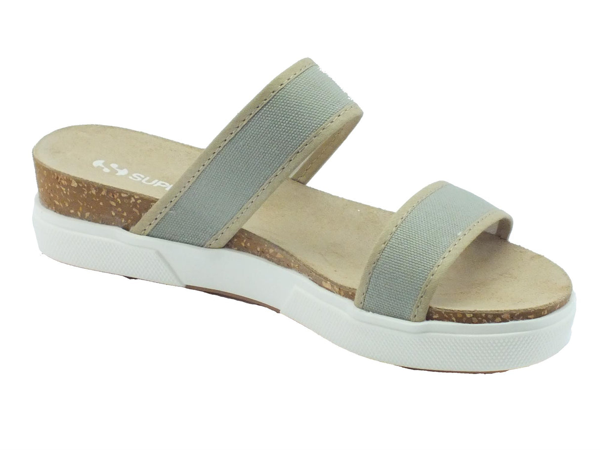 Superga Sandali Superga per donna in tessuto grigio zeppa bassa Grigio