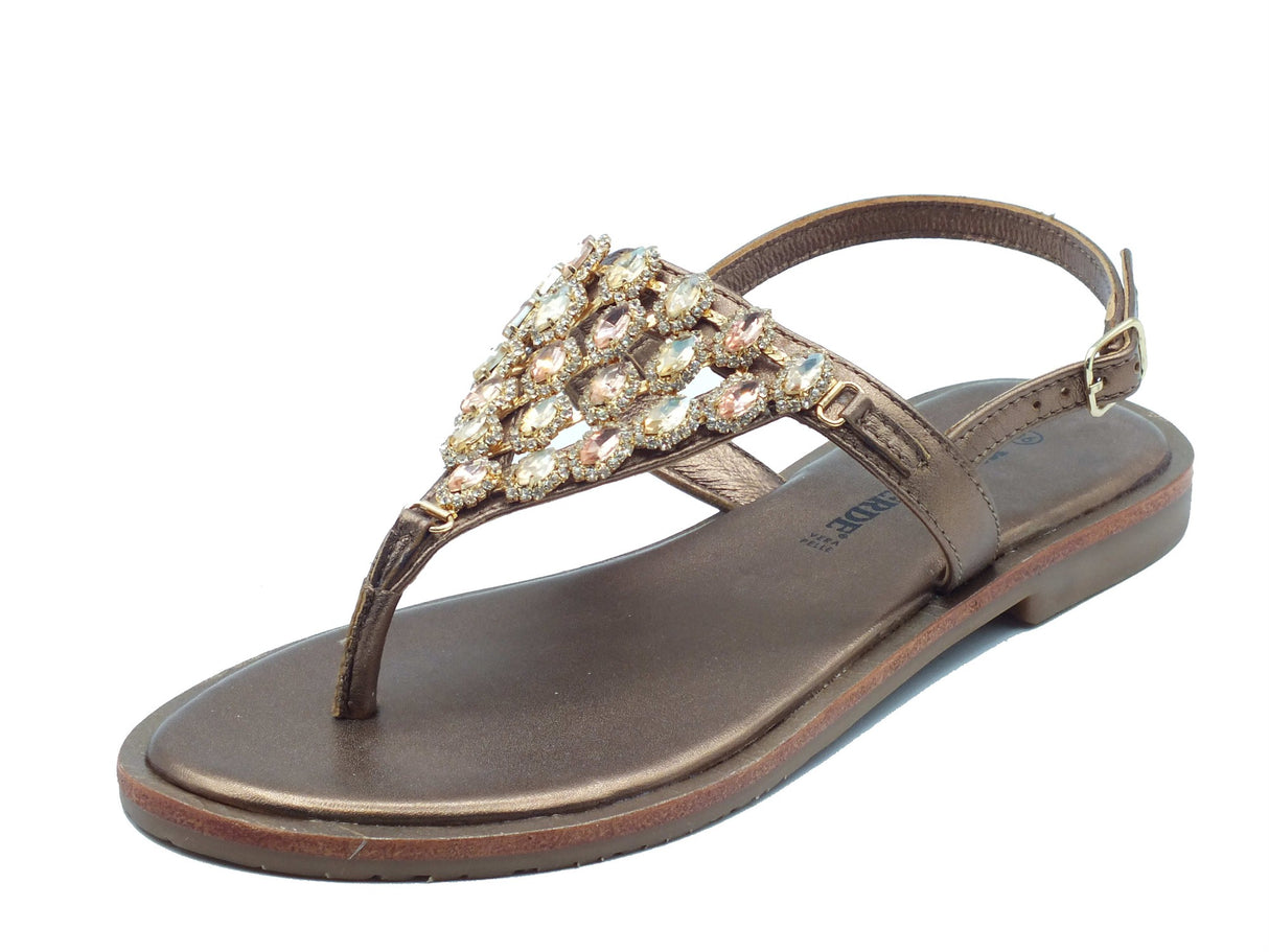 Valleverde Valleverde Infradito zeppa bassa Donna 14121 Bronzo pelle marrone Bronzo
