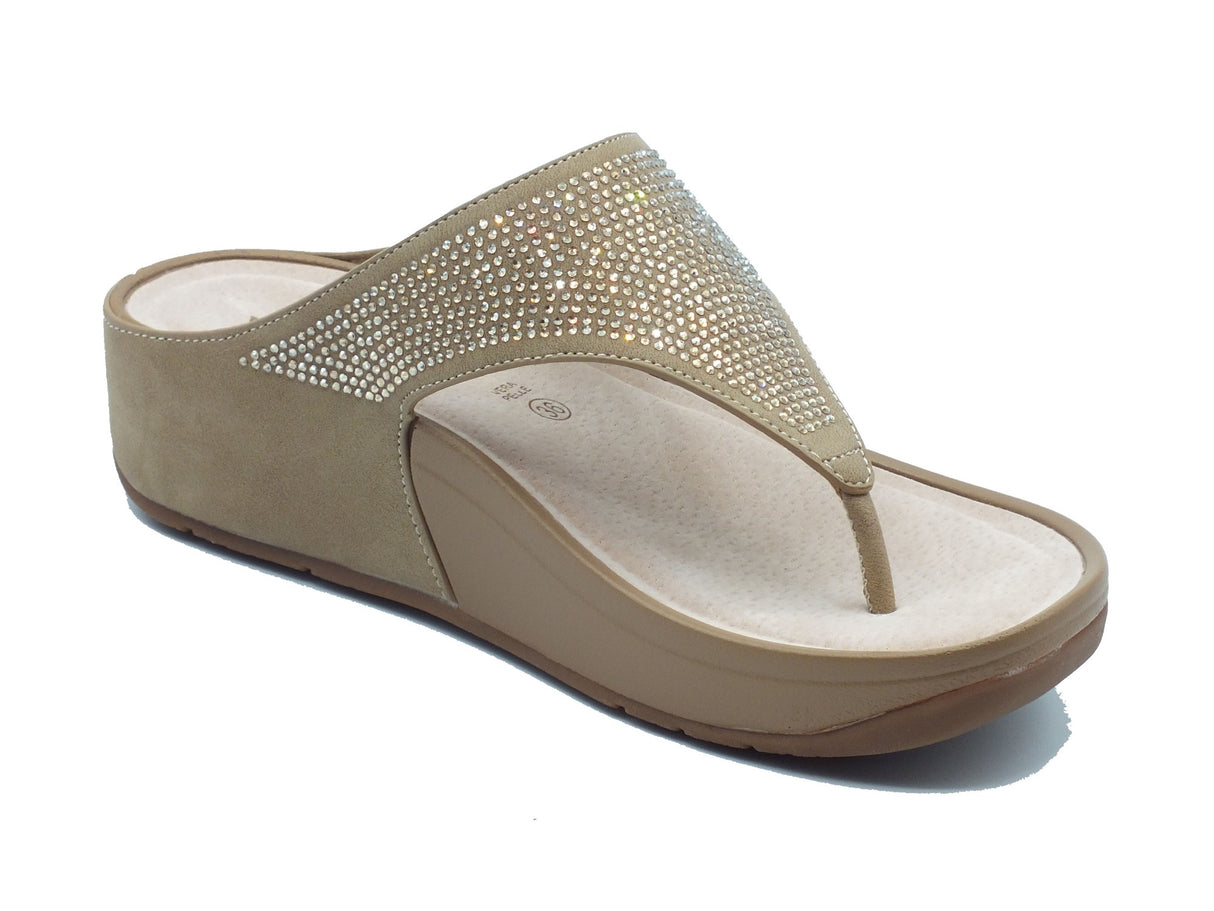 Valleverde Valleverde Infradito zeppa bassa Donna V650Z Taupe sintetico beige Taupe