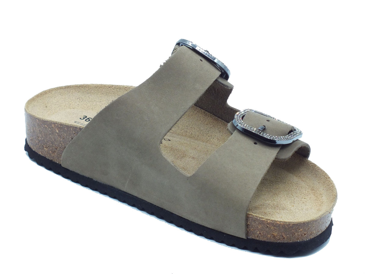 Valleverde Valleverde Sandali zeppa bassa Donna VG1571TK Nabuk Kaki pelle beige Kaki