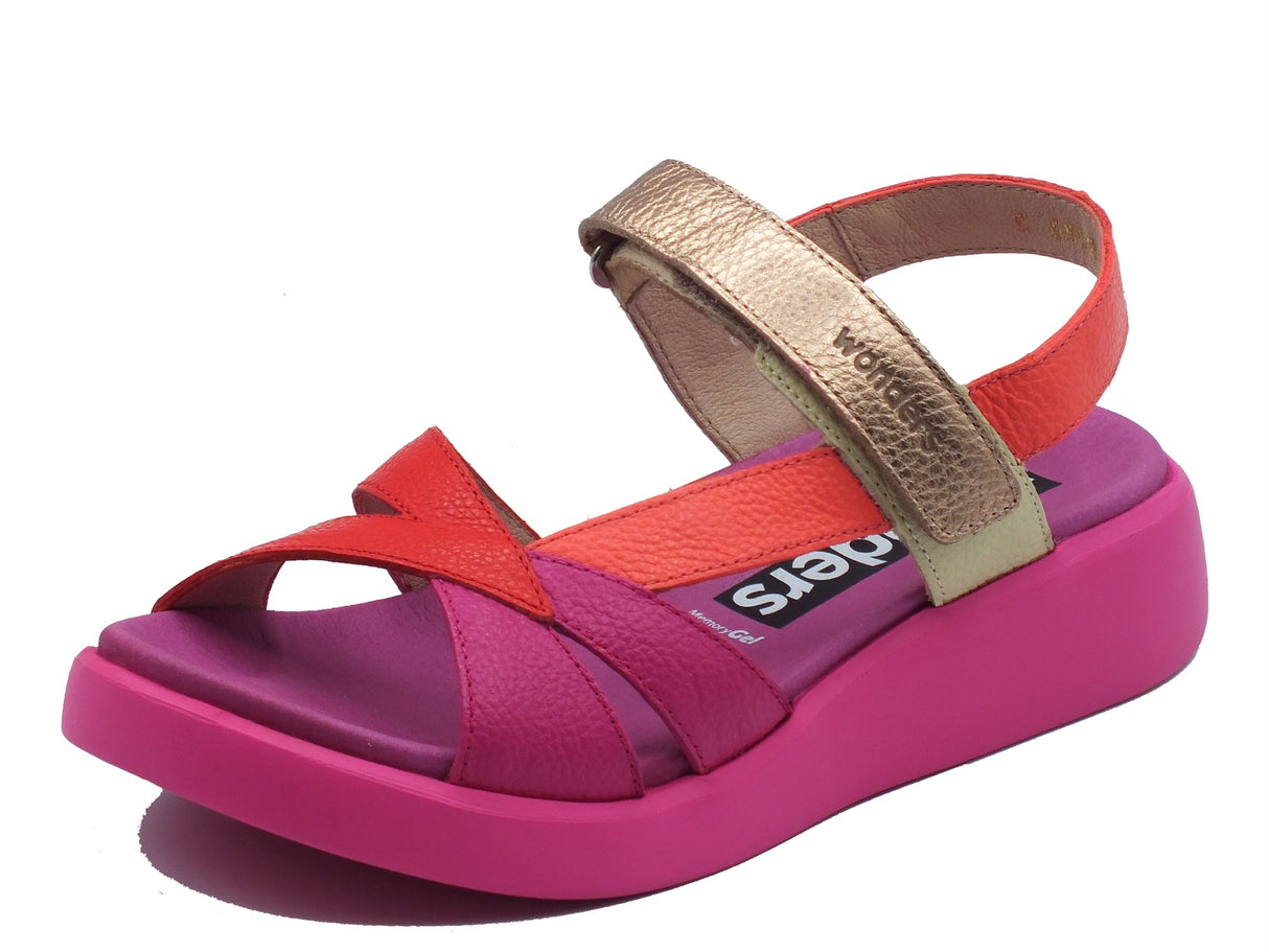 Wonders Wonders Sandali zeppa bassa Donna C-6552 Mar Wild Fucsia pelle fucsia Fucsia