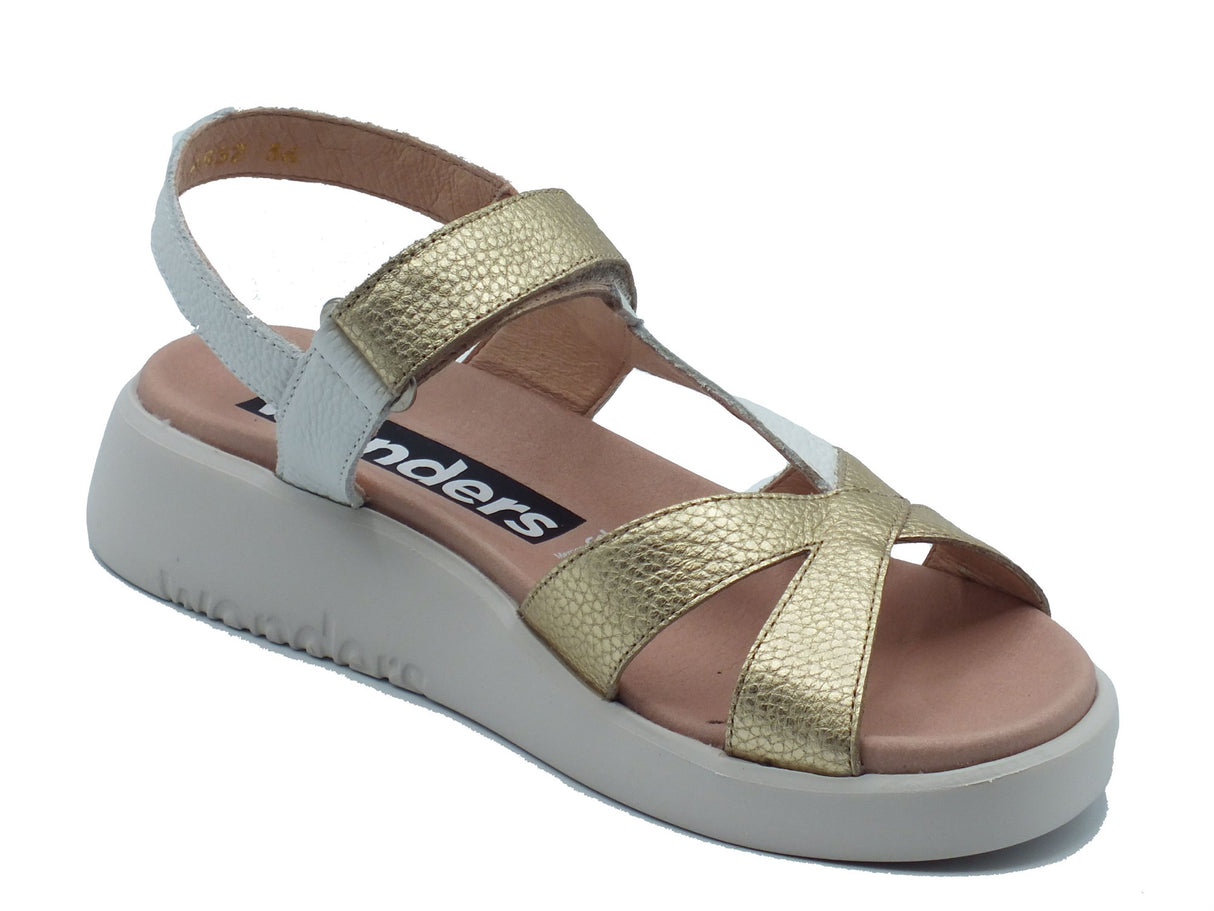 Wonders Wonders Sandali zeppa bassa Donna C-6552 Mar Max Platino pelle oro Platino