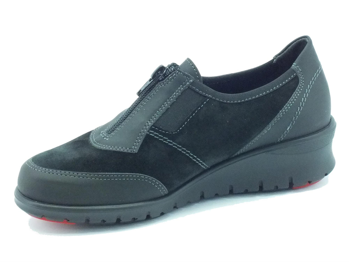 Cinzia Soft Mocassini Cinzia Soft donna in camoscio nero con lampo NERO