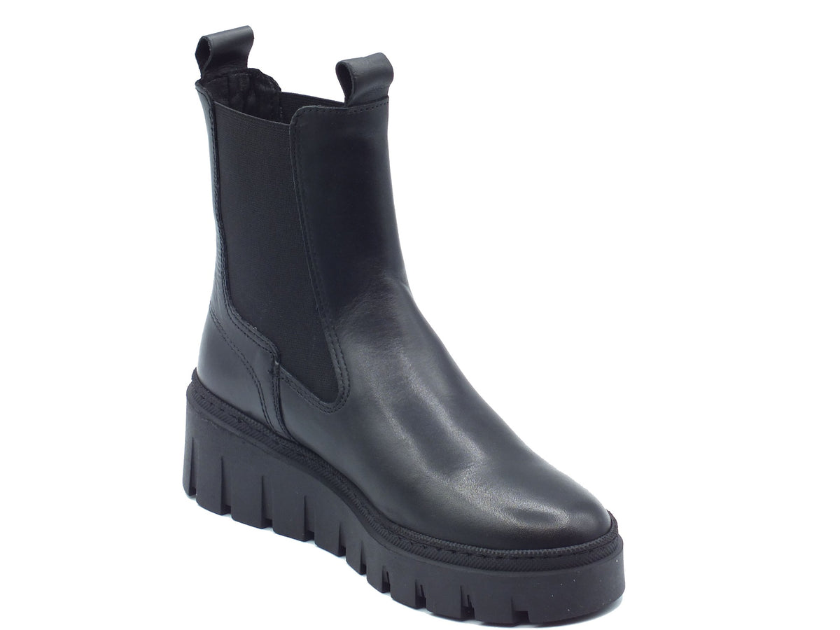 Tamaris Tamaris Tronchetti con zeppa Donna 1-25489-45 Black pelle nero Black
