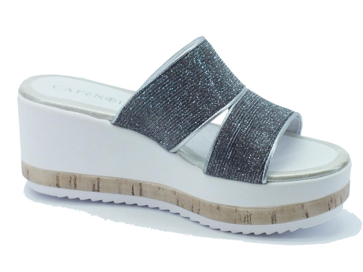 CafèNoir Sandali CafèNoir modello scalsato in tessuto glitterato antracite Antracite