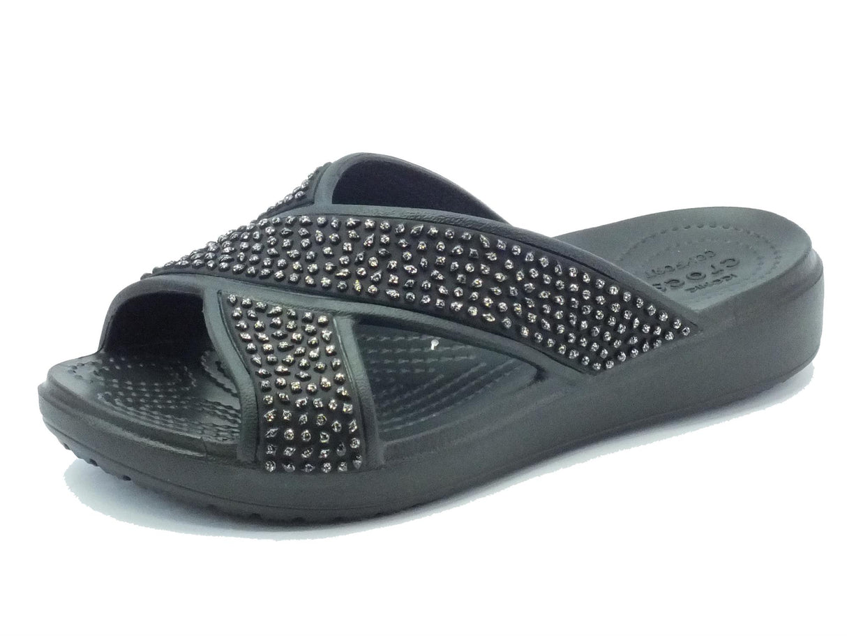 Crocs Sandali Crocs per donna in gomma nera effetto brillantinato Black