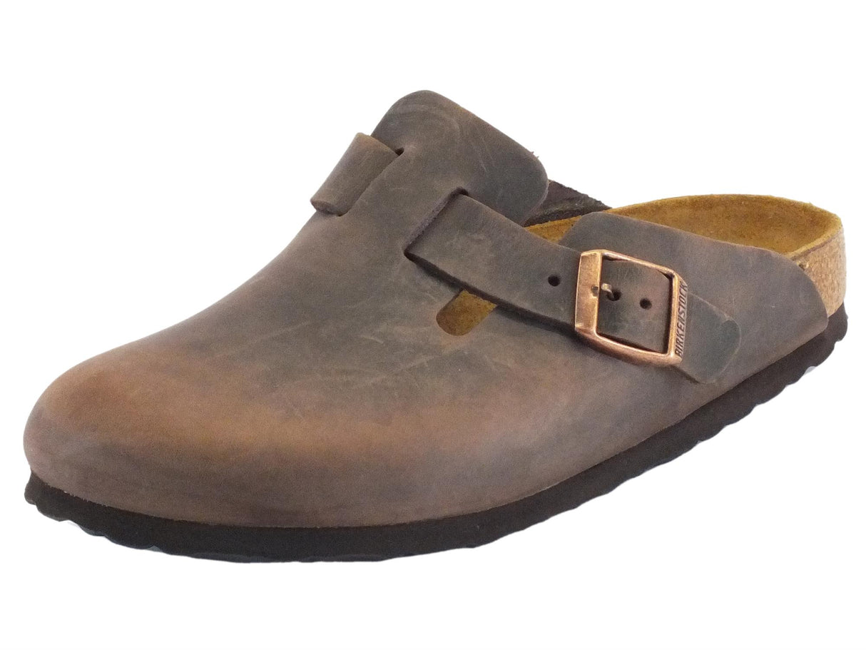Birkenstock Sandali Boston Habana Birkenstock per donna in pelle ingrassata marrone habana