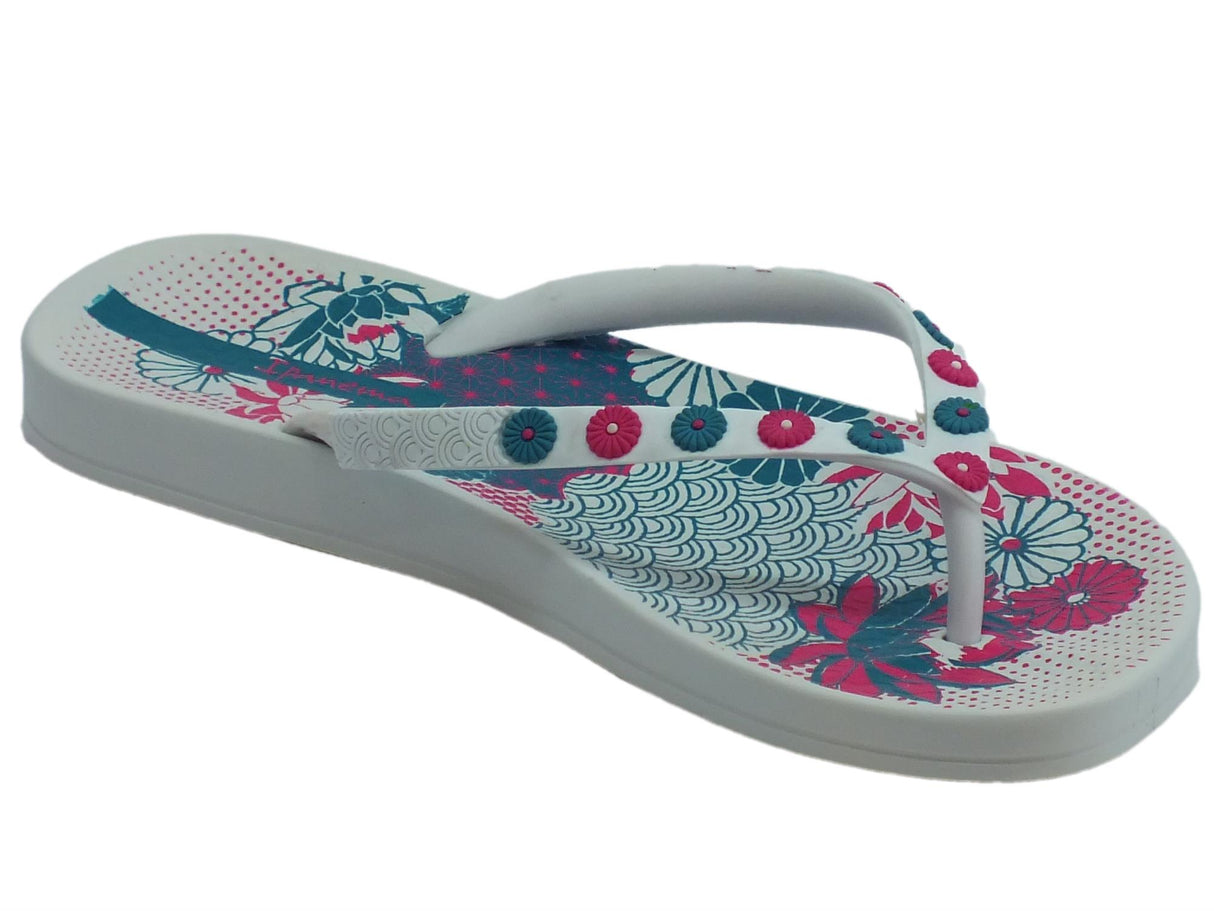 Ipanema Infradito Ipanema Lovely per donna in caucciù bianco con fiori fondo bianco e multicolor