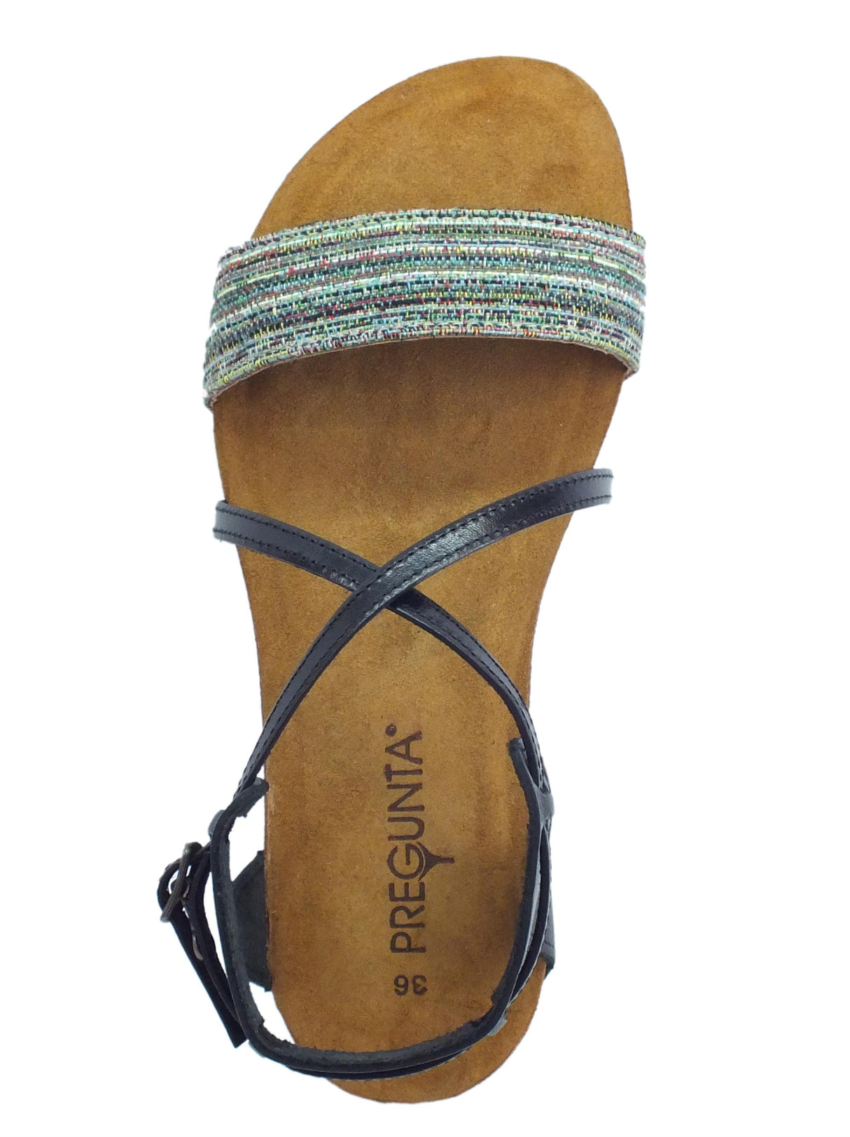 Pregunta Sandali Pregunta per donna in pelle nera zeppa bassa Nero