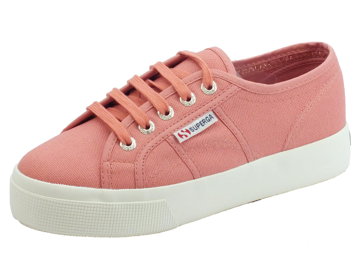 Superga Scarpe Superga per donna in tessuto rosa e zeppa 3,5cm Rose-White